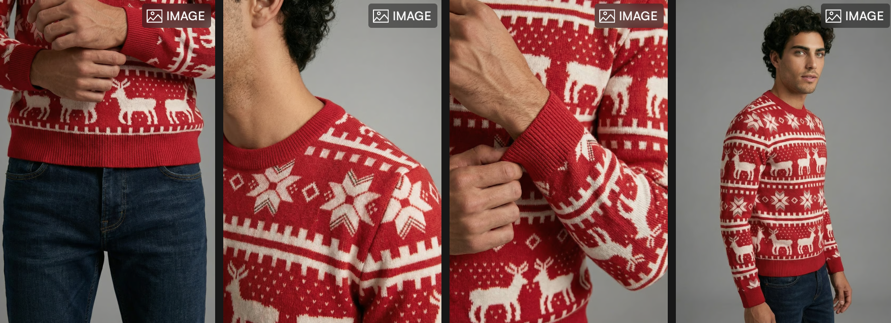 One product shown in several Christmas shots using Outfit.