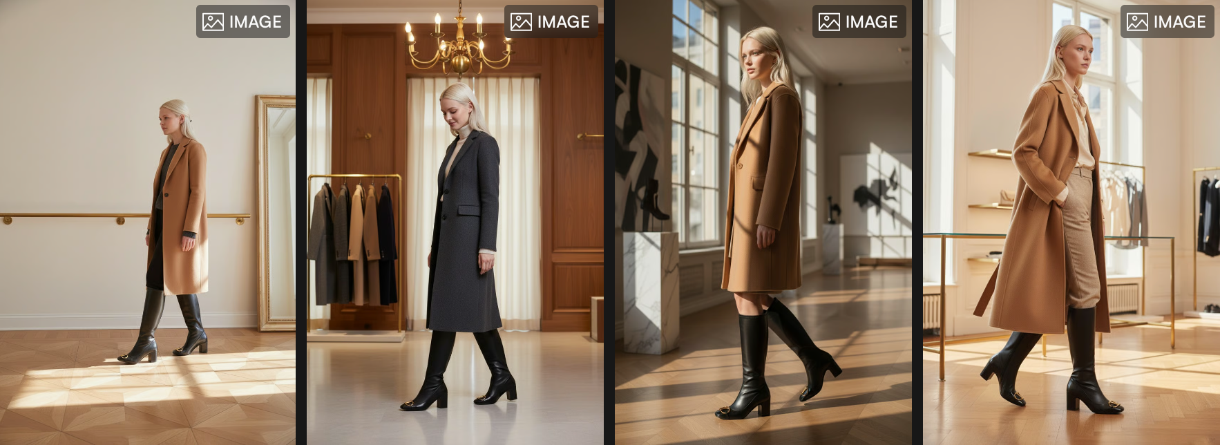 Winter fashion visuals produced with Outfit