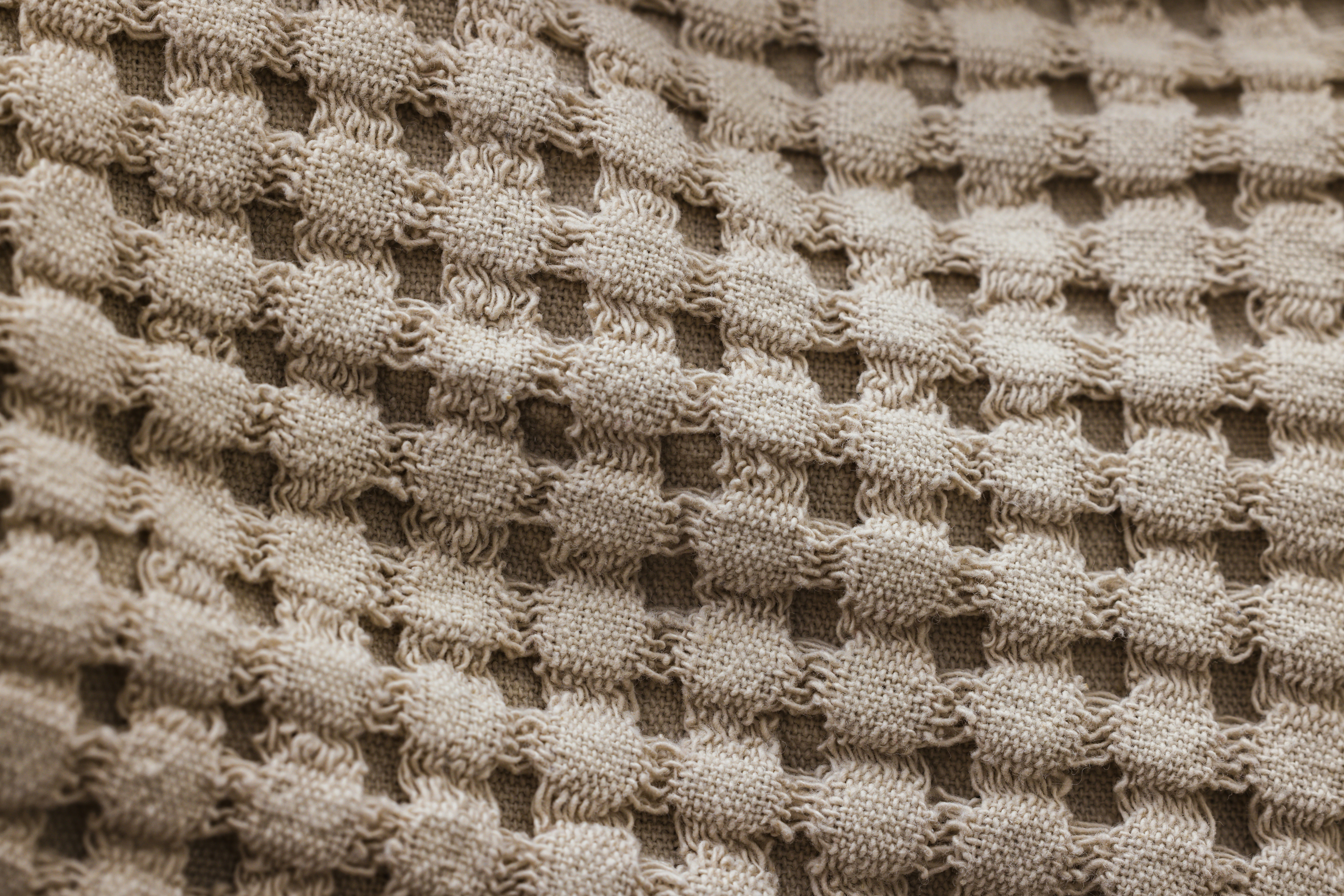 Close-up of thick cotton fabric texture.