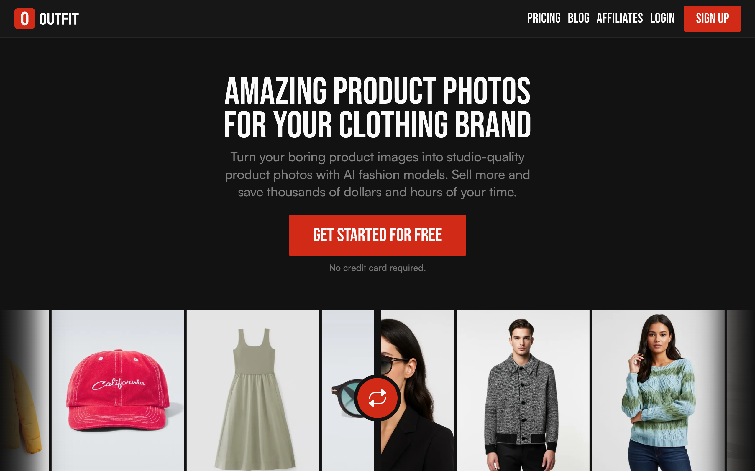 Even basic product photos are enough to create professional visuals with Outfit.