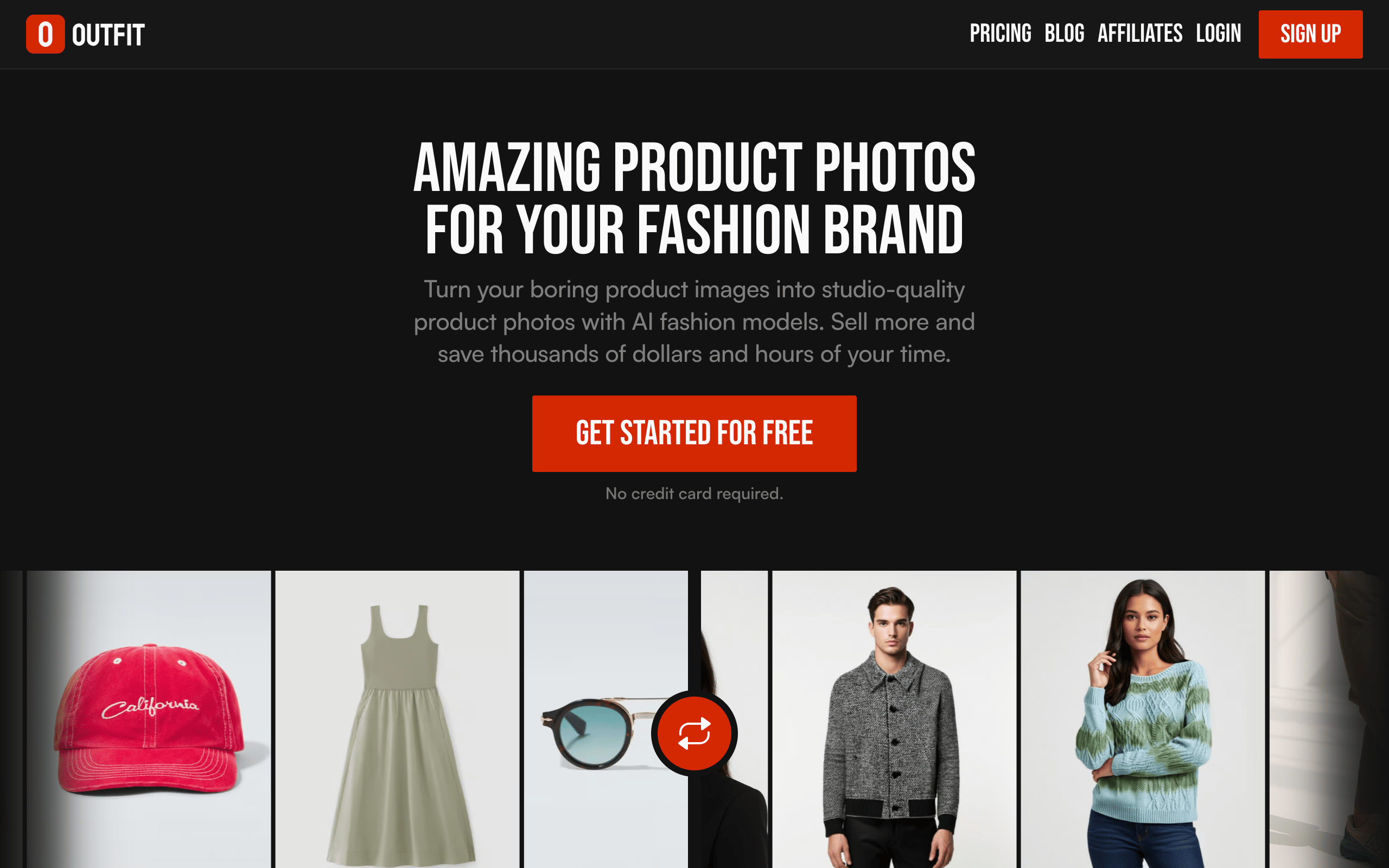 Outfit platform generating fashion product photos for an online store.