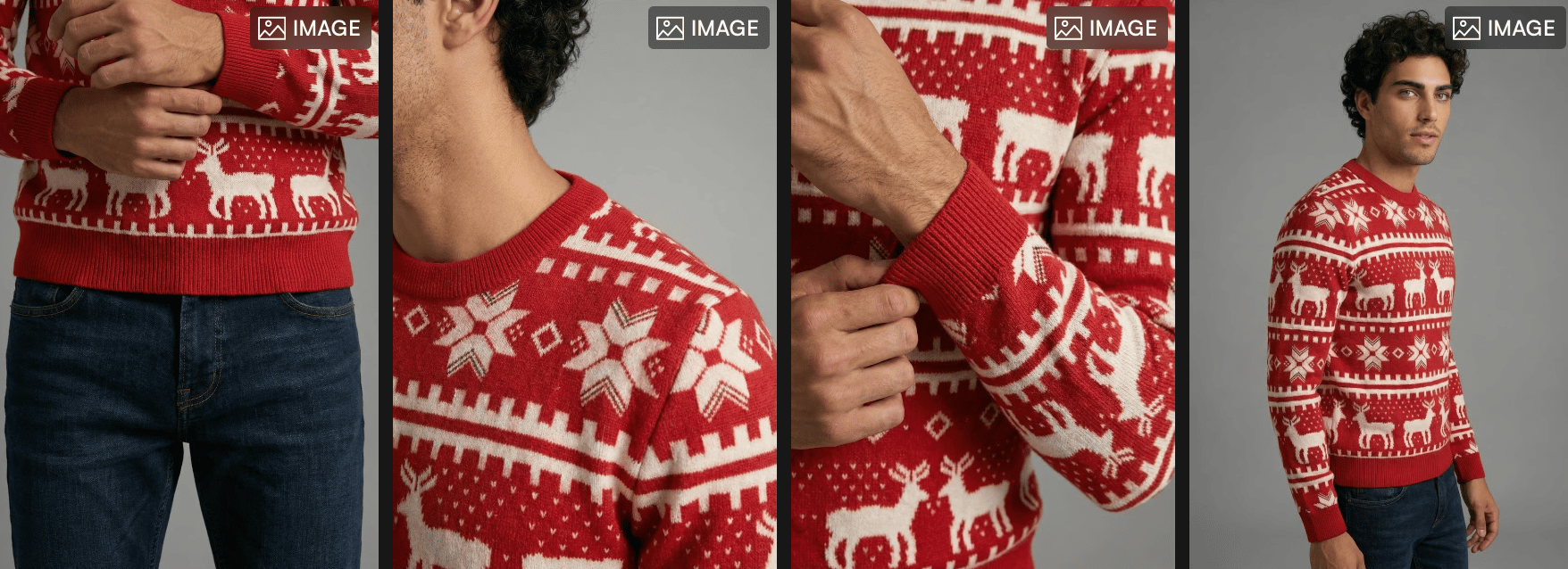 One product shown in several Christmas shots using Outfit.