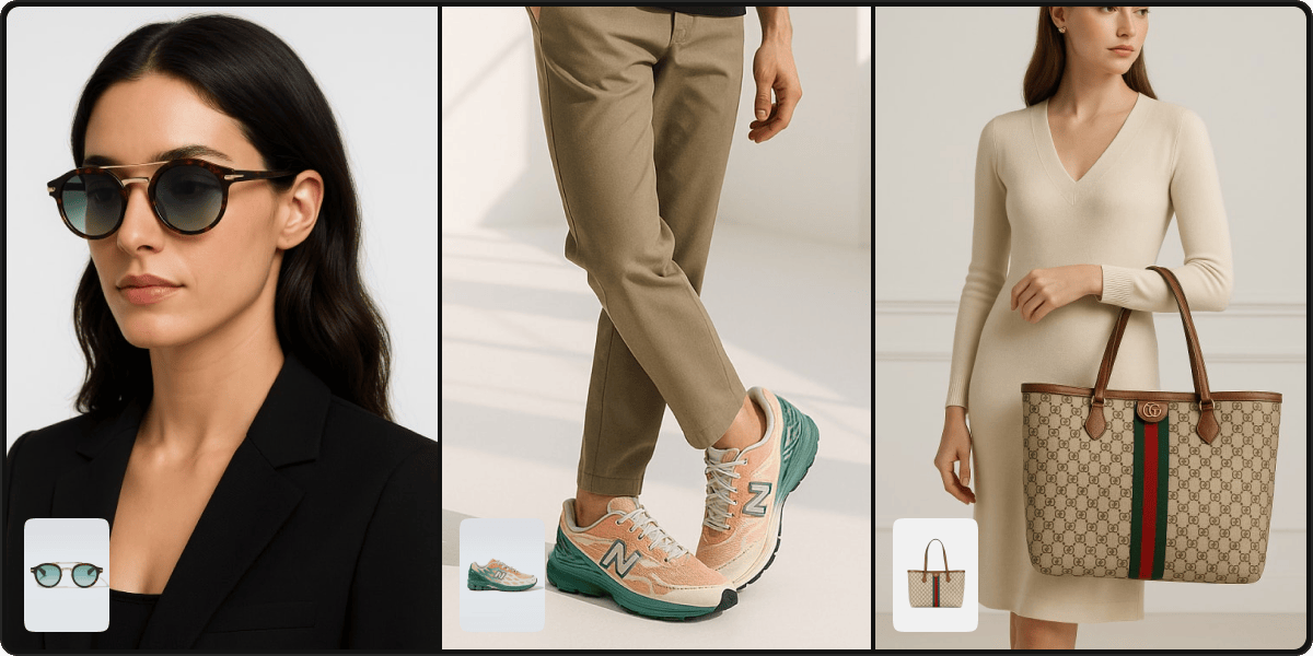 Create shoots for sneakers, bags, glasses, bags and more