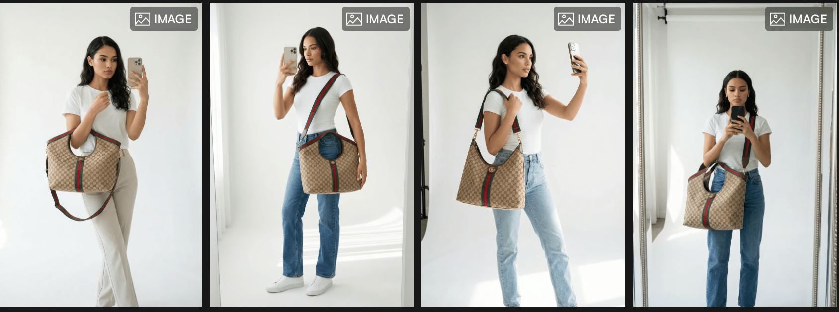 Casual, UGC-style visuals created with Outfit.