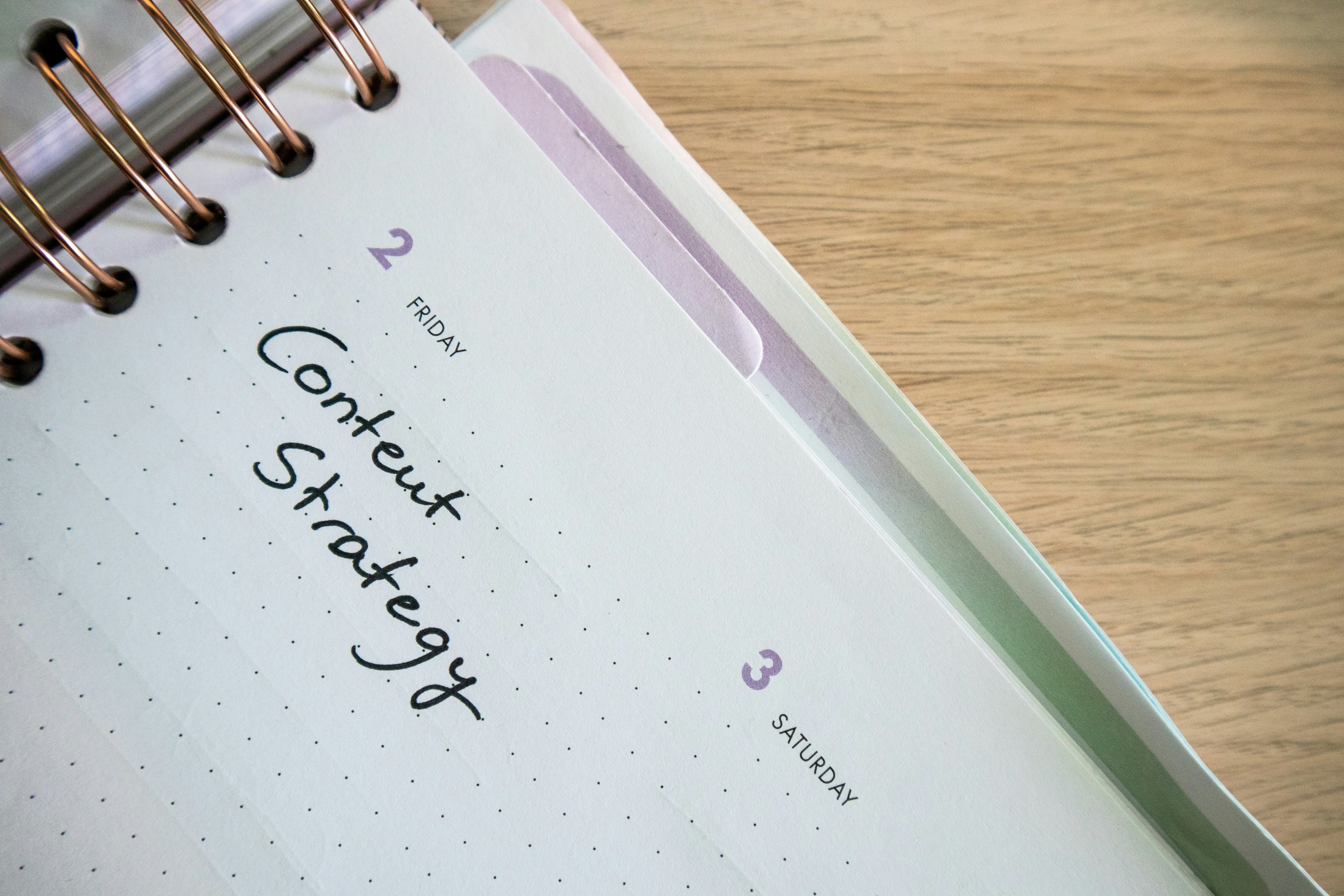 Content Strategy written in a planner, showing the need for clear direction.