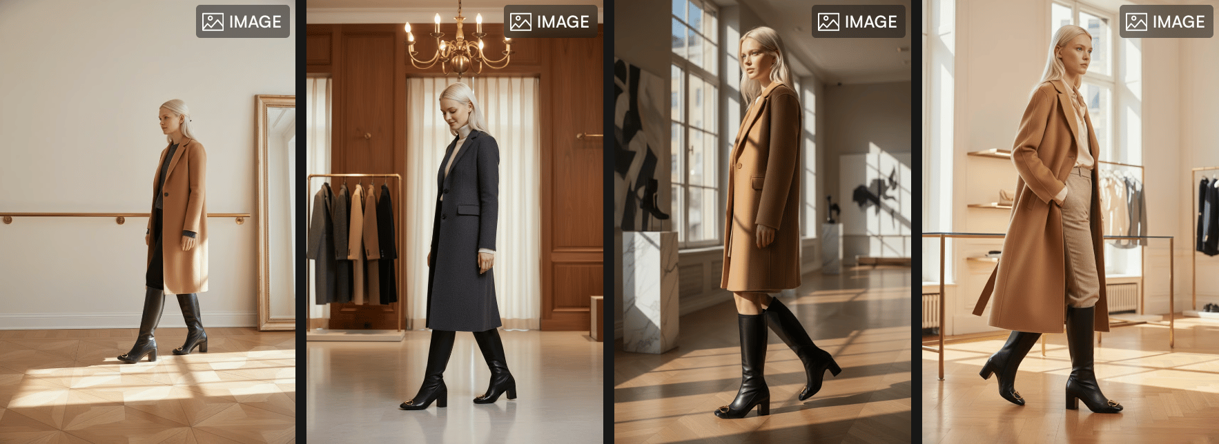 Winter fashion visuals produced with Outfit