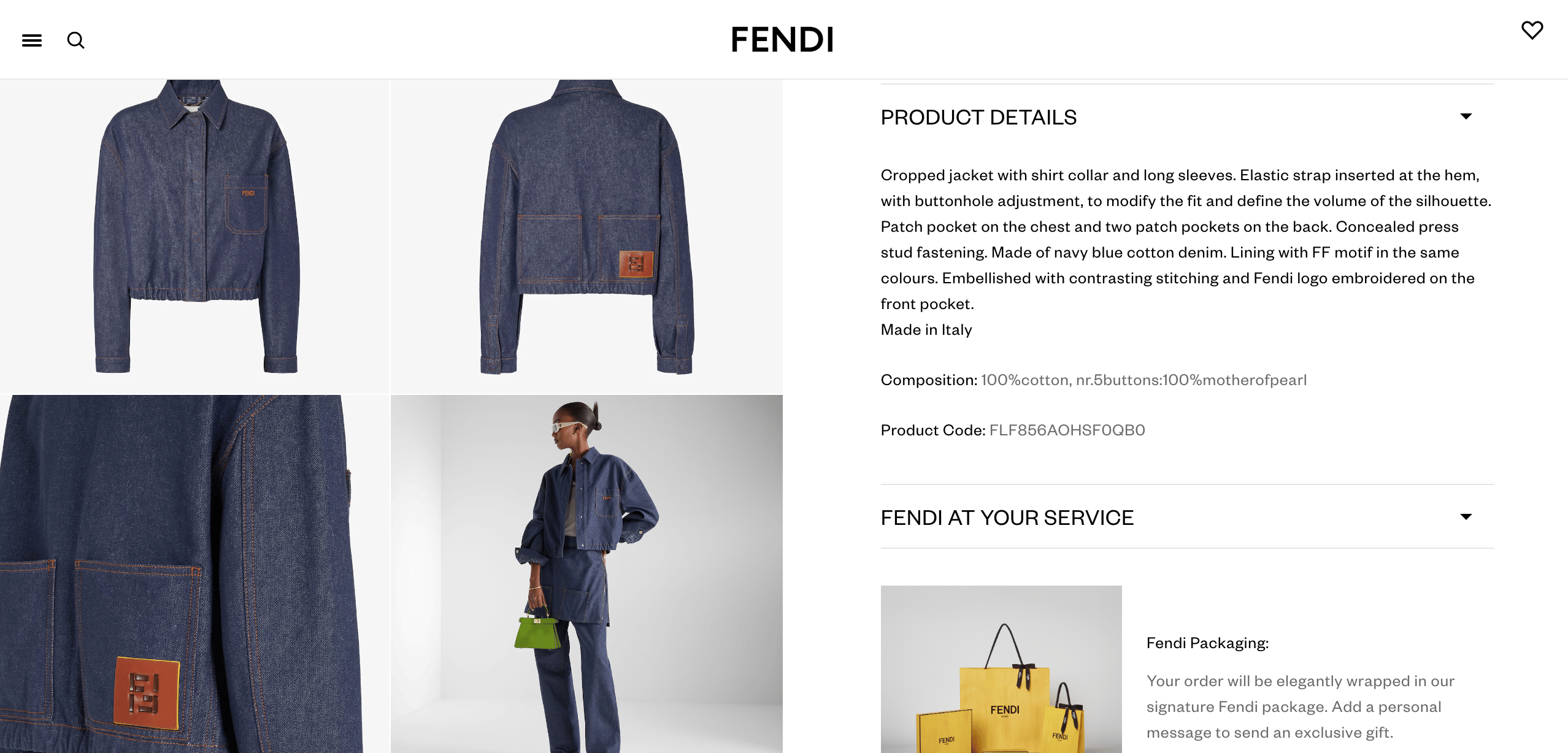 Product page showing detailed descriptions and product information.