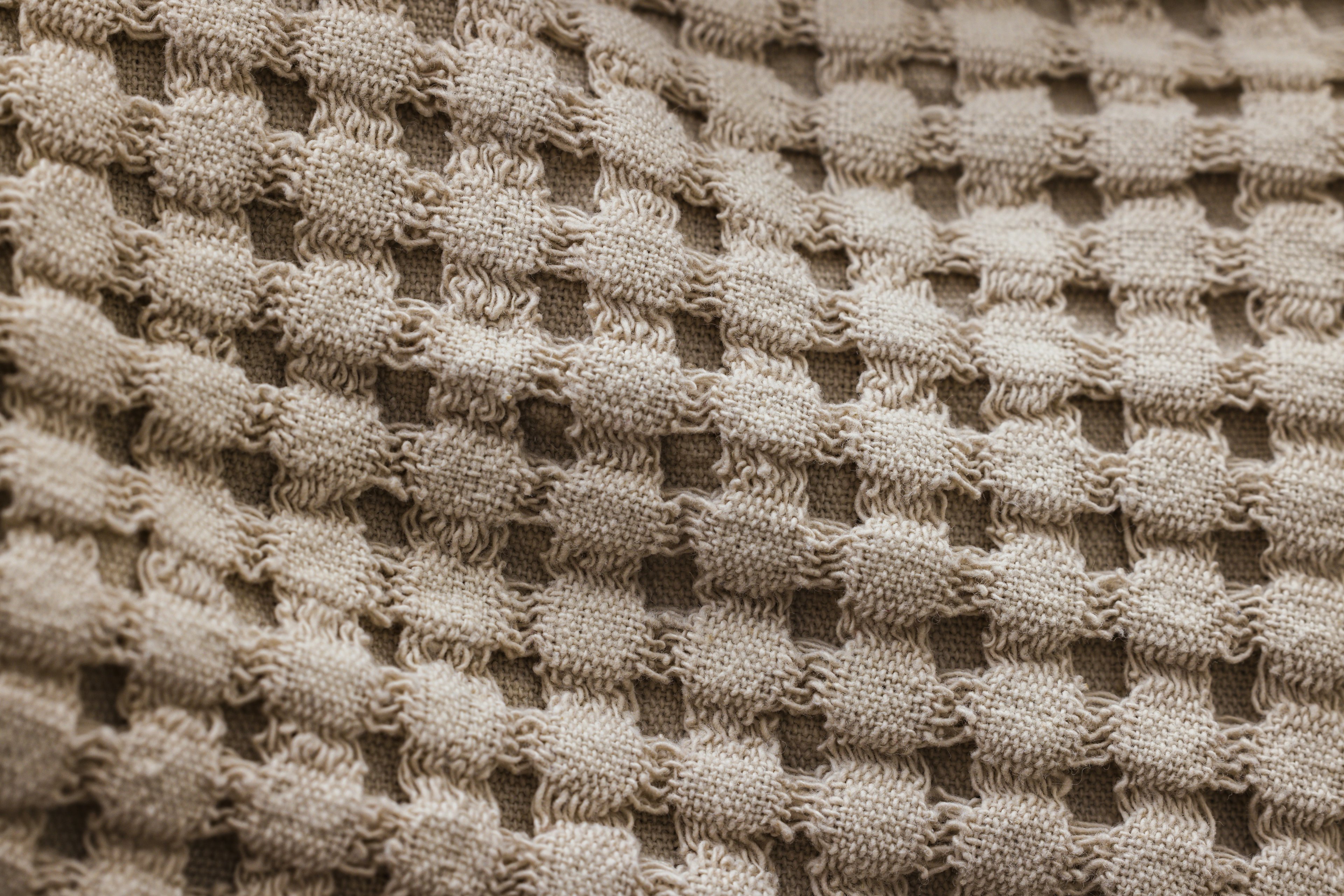 Close-up of thick cotton fabric texture.