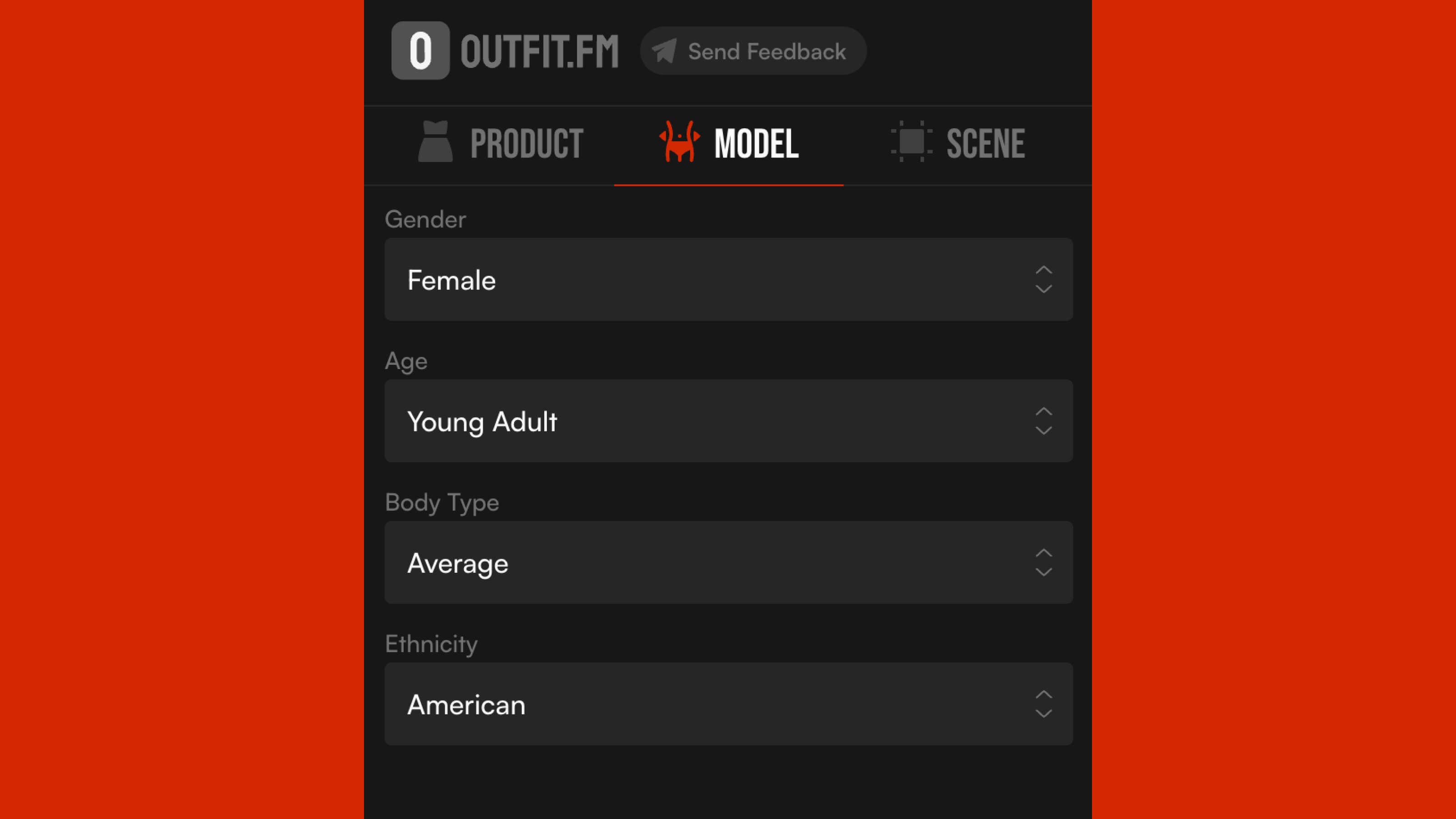 Customizing the model's characteristics on Outfit