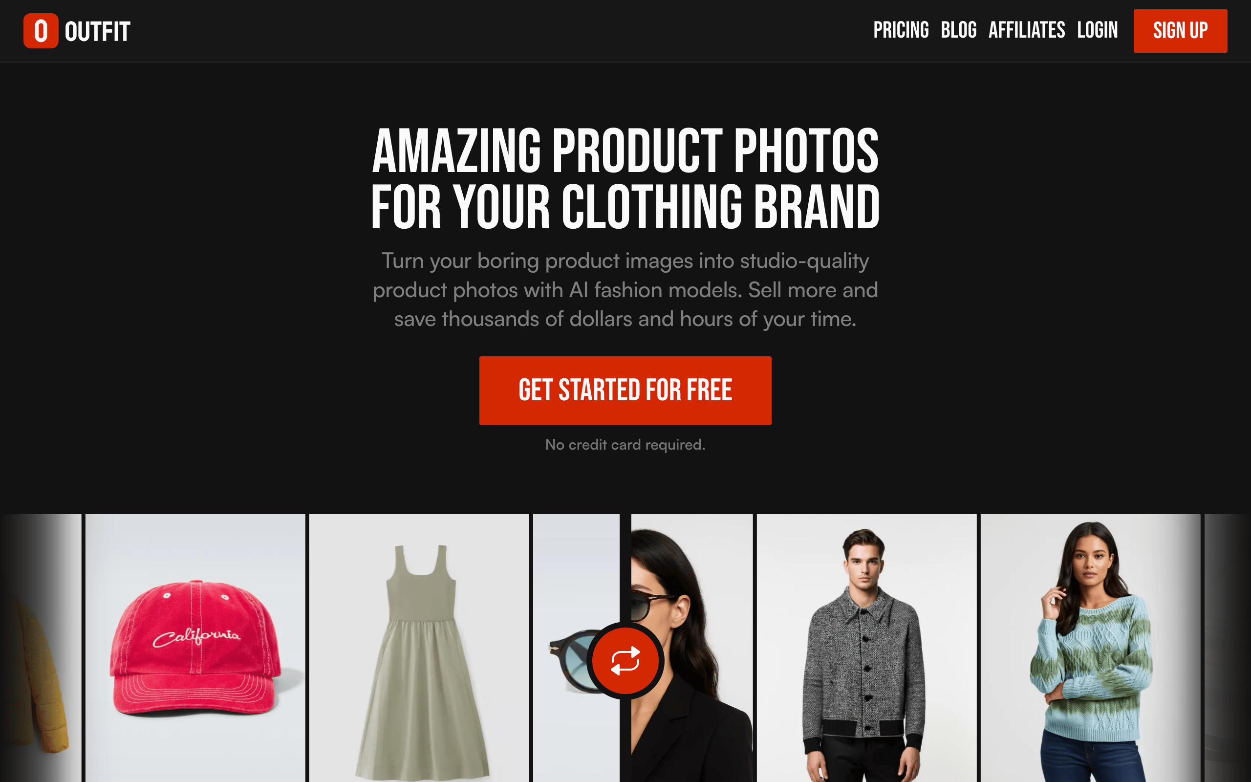 Even basic product photos are enough to create professional visuals with Outfit.