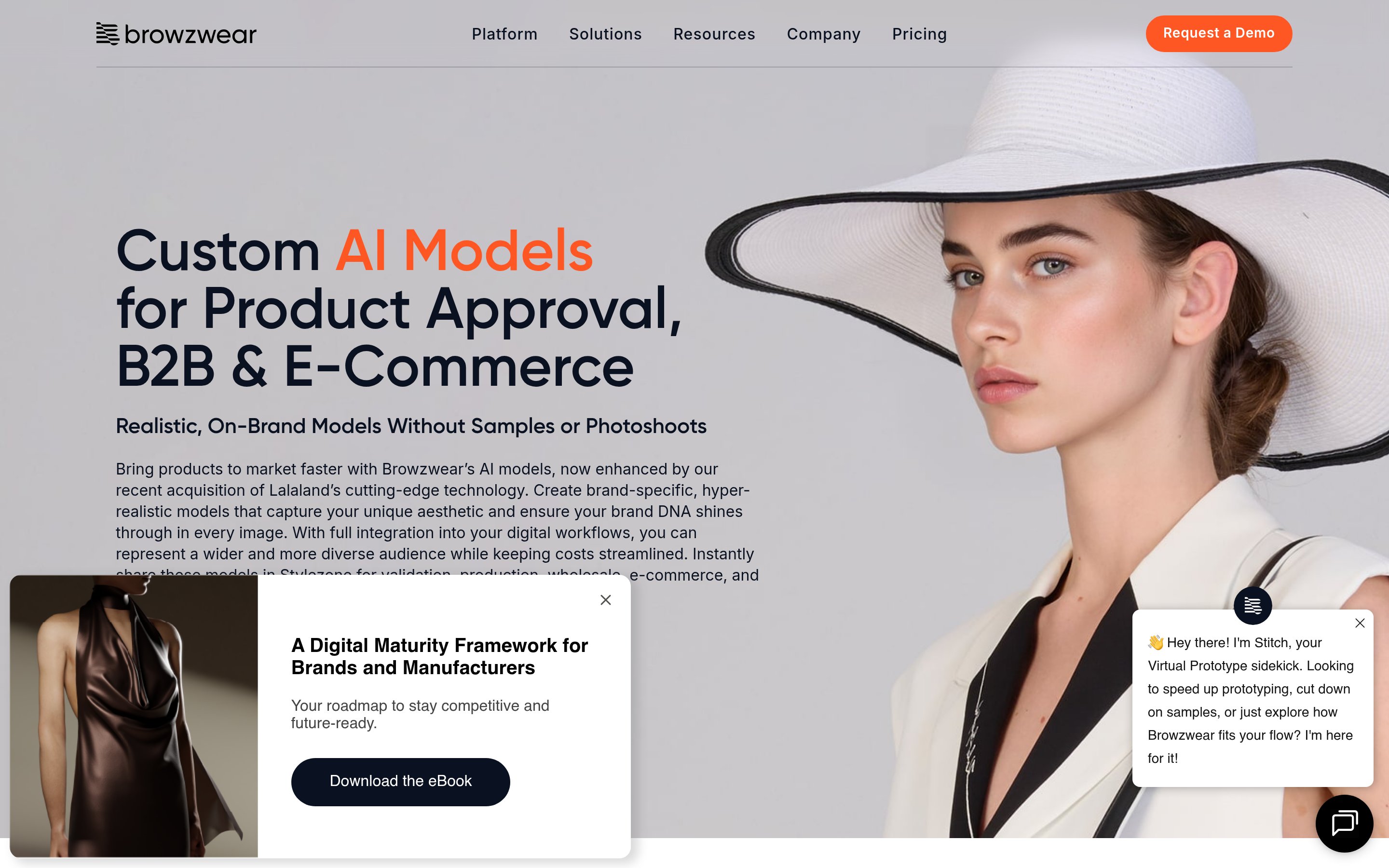 Lalaland.ai homepage showing editorial AI fashion imagery