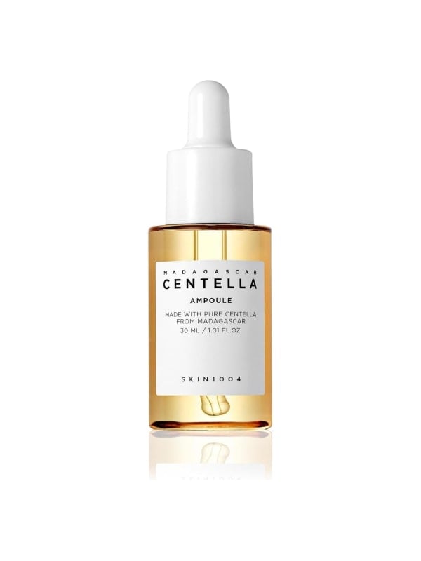 Amber glass Skin1004 Madagascar Centella Ampoule dropper bottle, displayed front-facing on a white background.