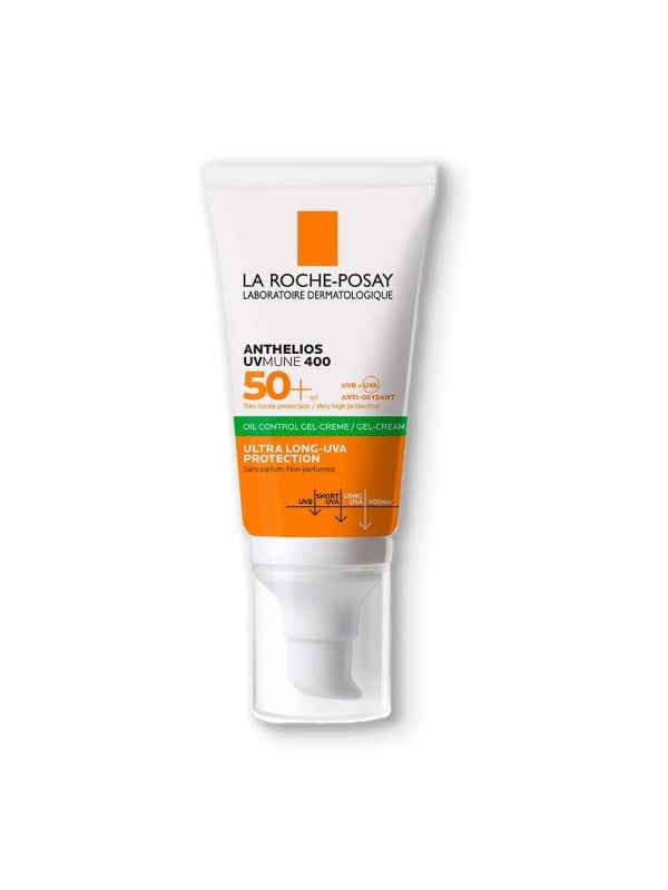 La Roche-Posay Anthelios UVMune 400 SPF 50+ sunscreen tube, shown front-facing on a plain white background.